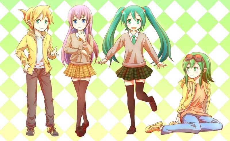 Four Anime Characters — Green, Cheerful