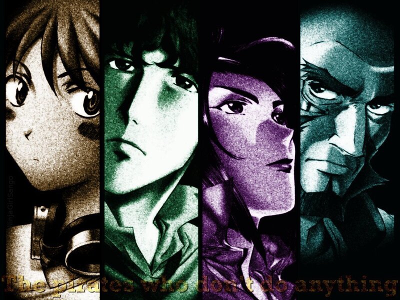 Four Anime Characters — Green, Dramatic, Manga
