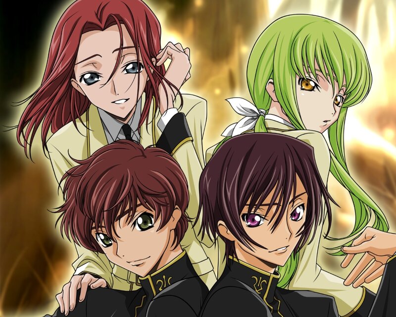 Four Anime Characters — Green, Dramatic, Uniforms