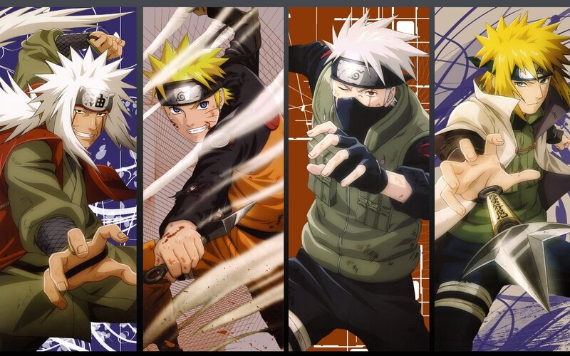 Four Anime Characters — Green, Dynamic, Intense