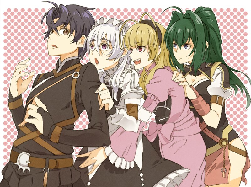 Four Anime Characters — Green, Playful, Anime Art