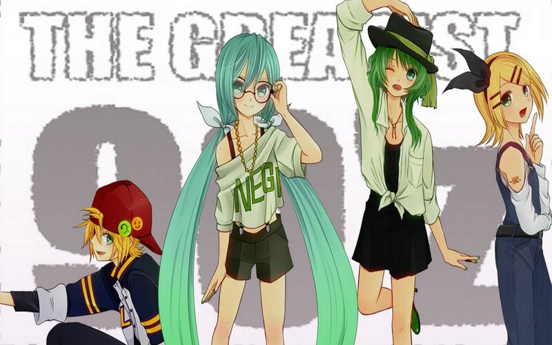 Four Anime Characters — Green, Playful
