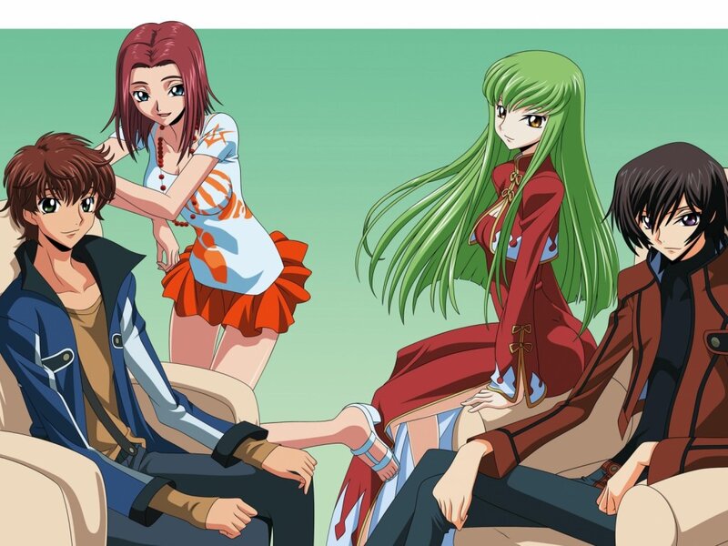 Four Anime Characters — Green, Relaxed