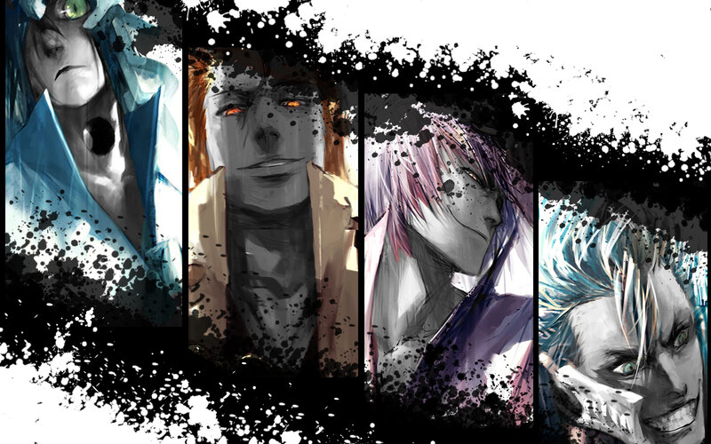 Four anime characters in a collage