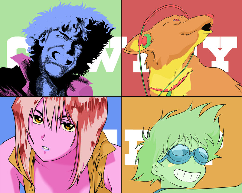 Four anime characters in a grid
