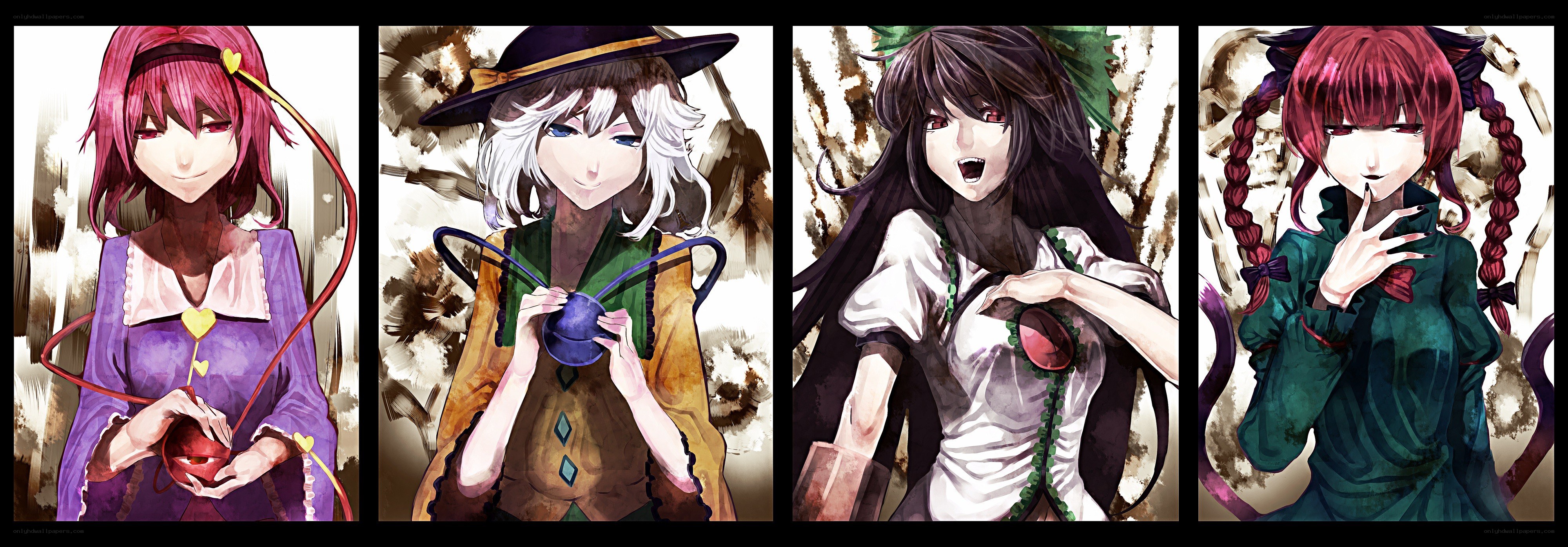 Four anime characters in a row