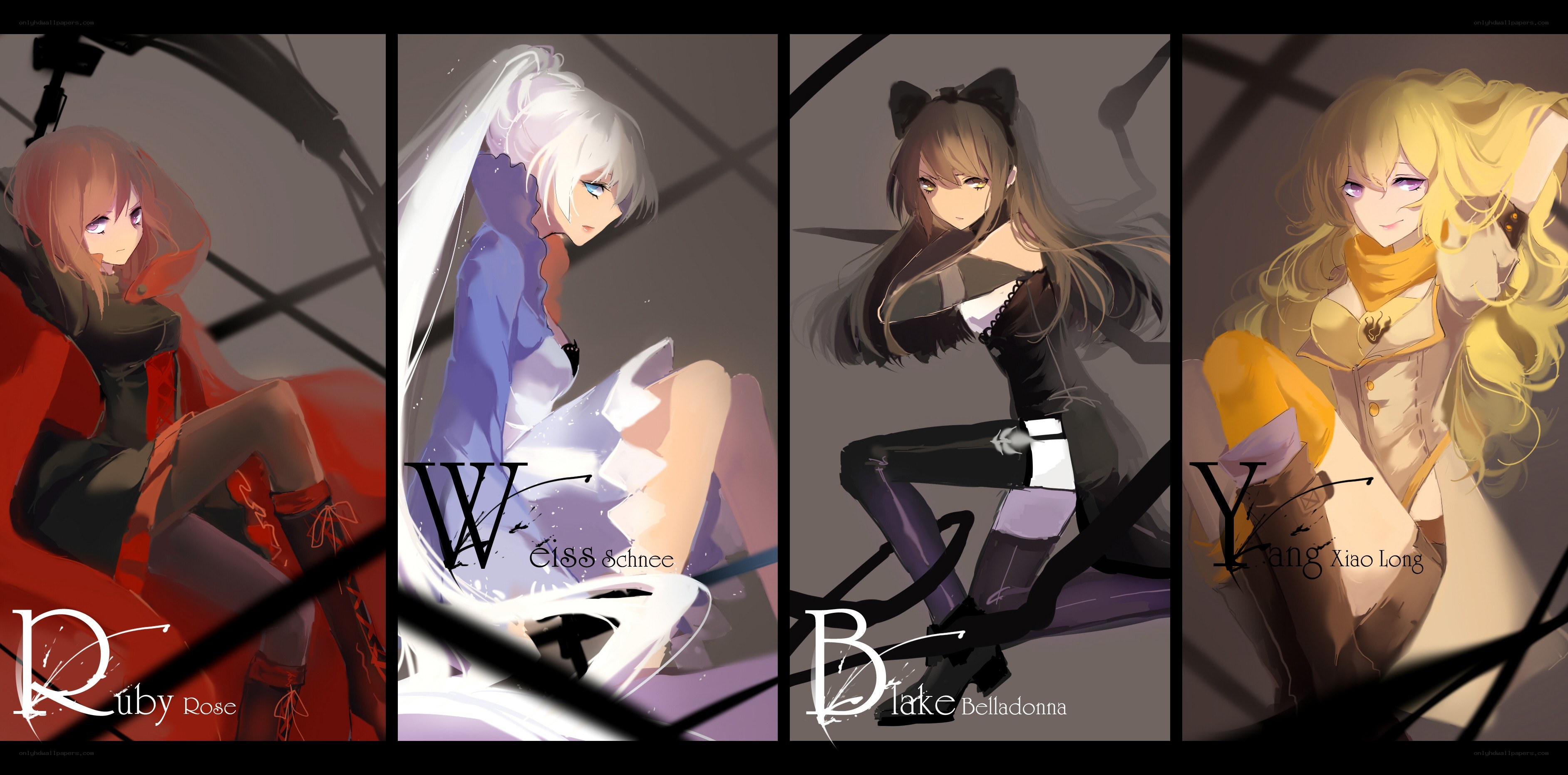 Four anime characters in a row