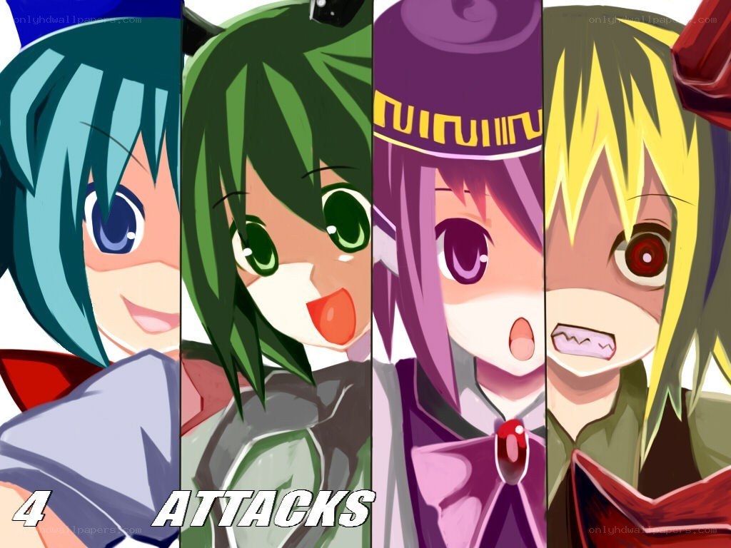 Four anime characters in a row