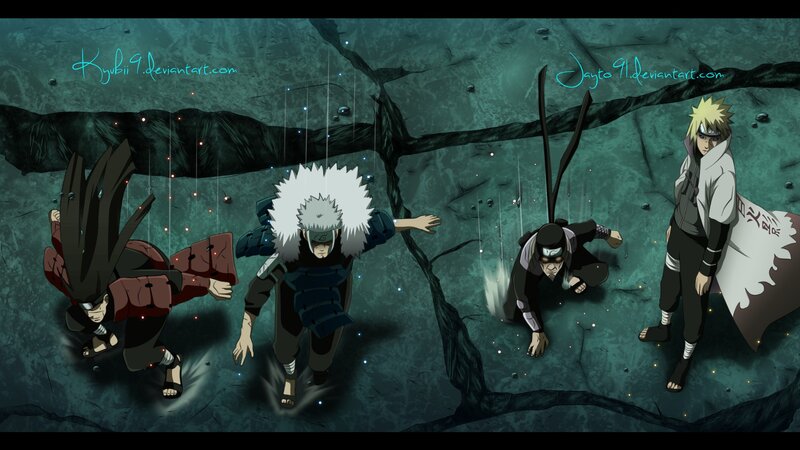 Four Anime Characters in Cave