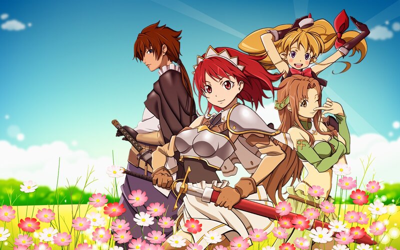 Four Anime Characters in Field — Blue