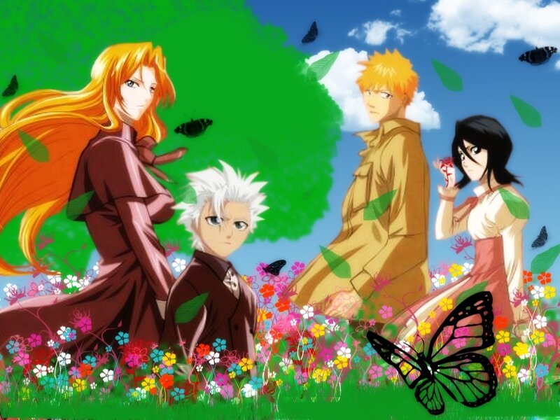 Four Anime Characters in Field