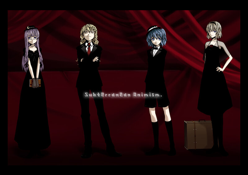 four anime characters in formal wear