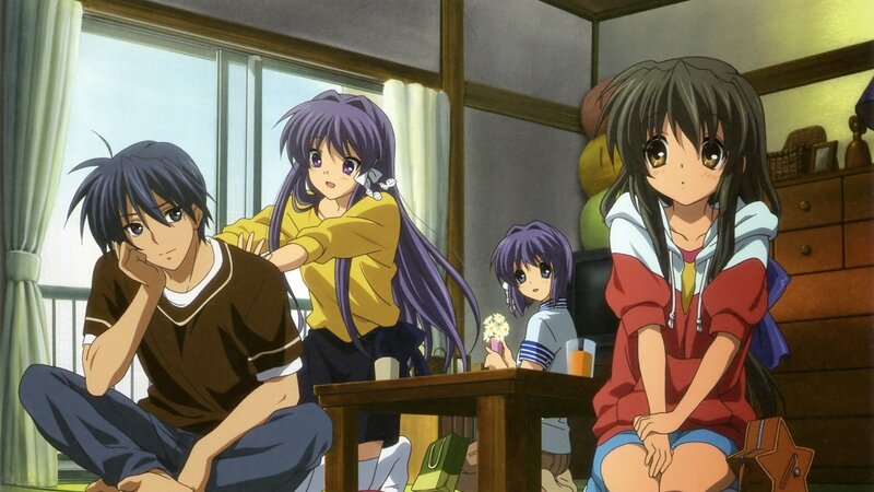 Four Anime Characters in Room — Purple