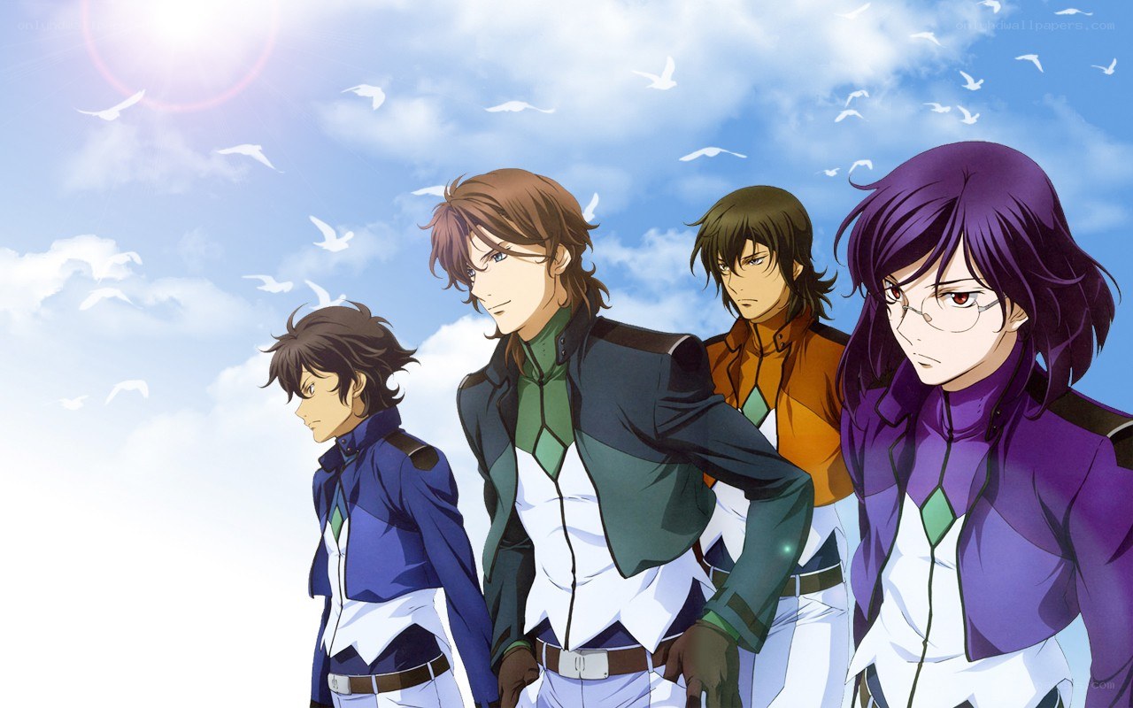 four anime characters in uniform