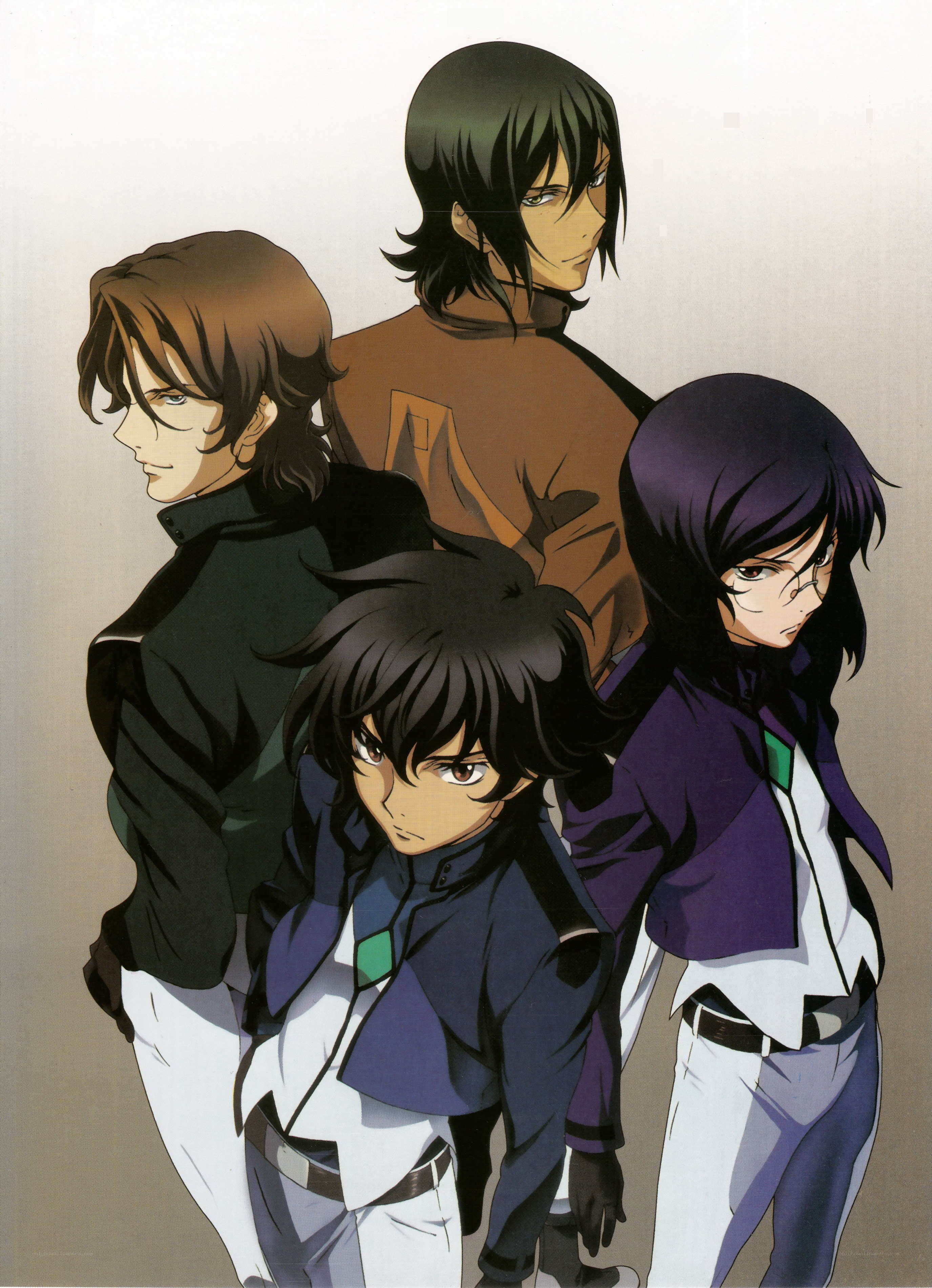 four anime characters in uniform