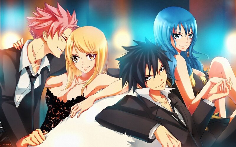 Four Anime Characters on a Couch — Blue
