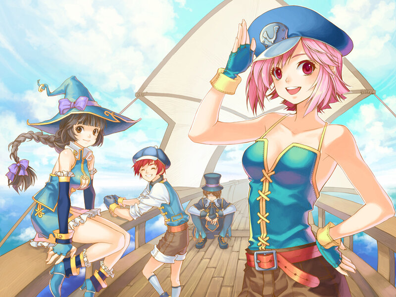 Four Anime Characters on Ship