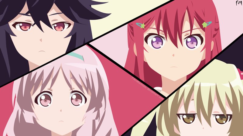Four Anime Characters — Pink, Neutral