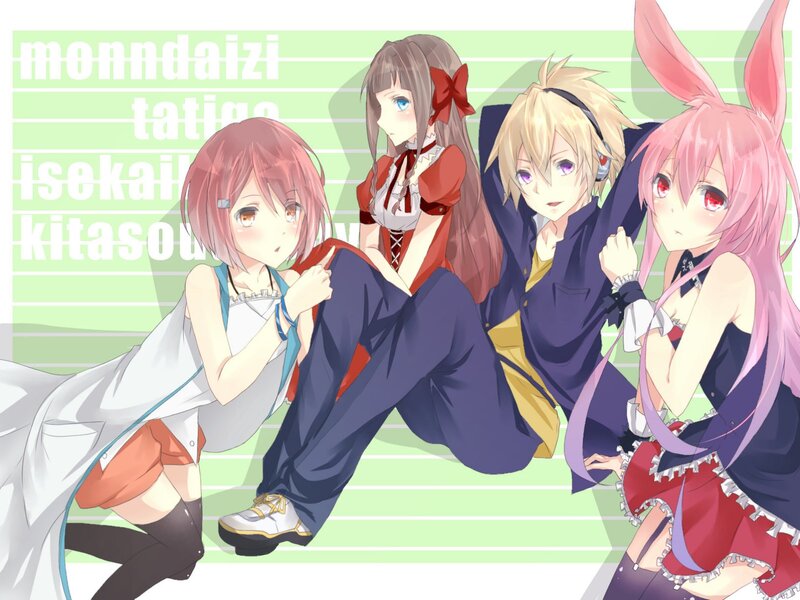 Four Anime Characters — Pink, Playful, Anime Art