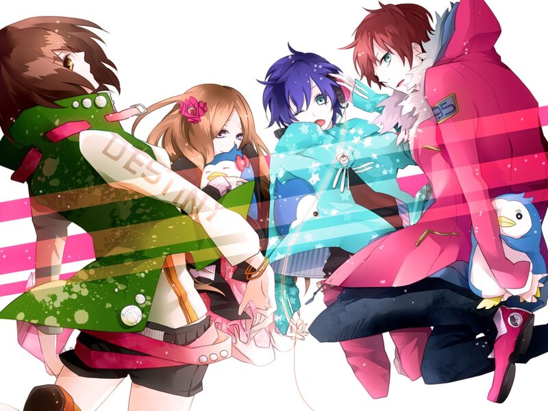 Four Anime Characters — Pink, Playful, Winter