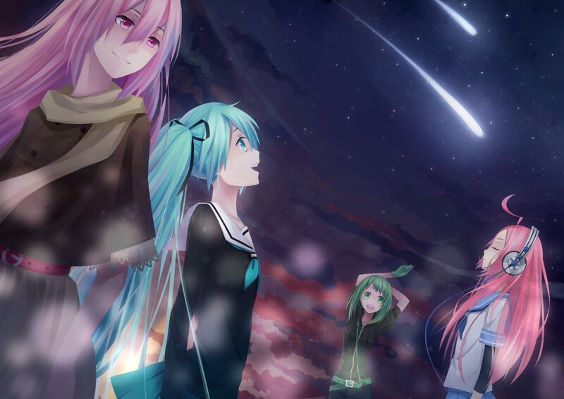 Four Anime Characters — Pink, Serene, Night