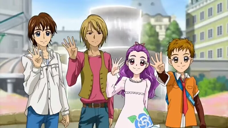 Four Anime Characters — Purple, Cheerful, Afternoon
