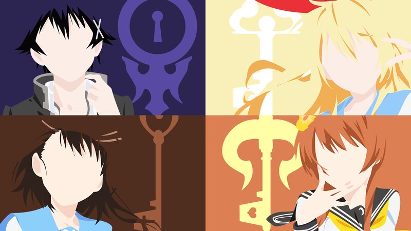 Four Anime Characters — Purple, Dramatic, Digital Art, Keyblade