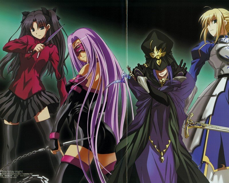 Four Anime Characters — Purple, Dramatic, Night