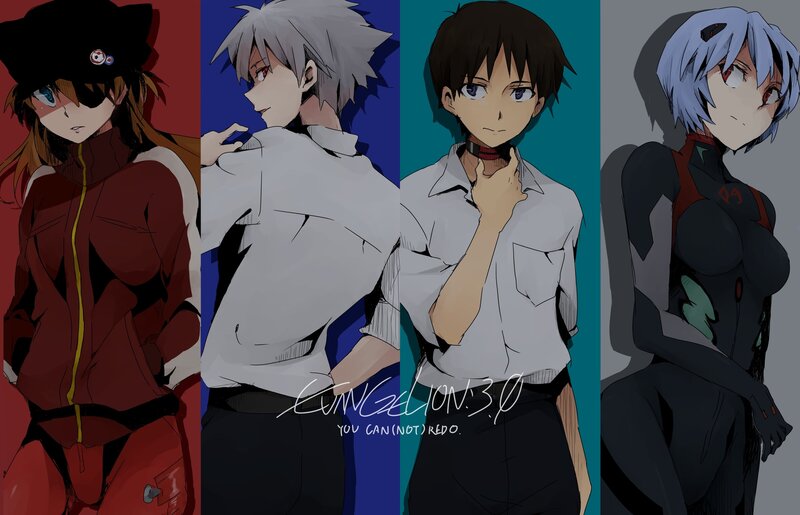 Four Anime Characters — Red, Dramatic, Digital Art, Character