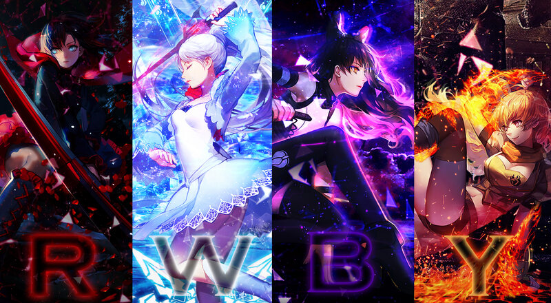 Four Anime Characters — Red, Dramatic, Digital Art, Swords, Magic