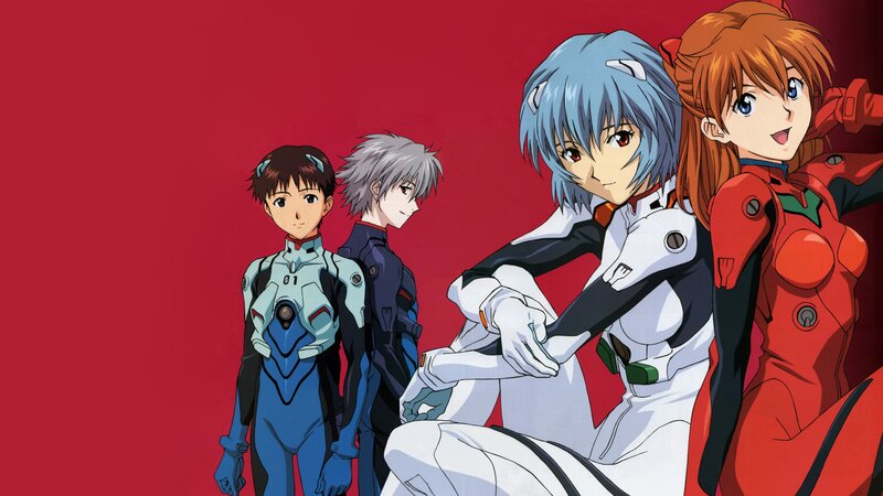 Four Anime Characters — Red, Dramatic, Suits, Red Background