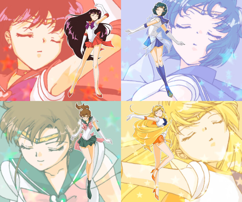 Four Anime Characters — Red, Dreamy