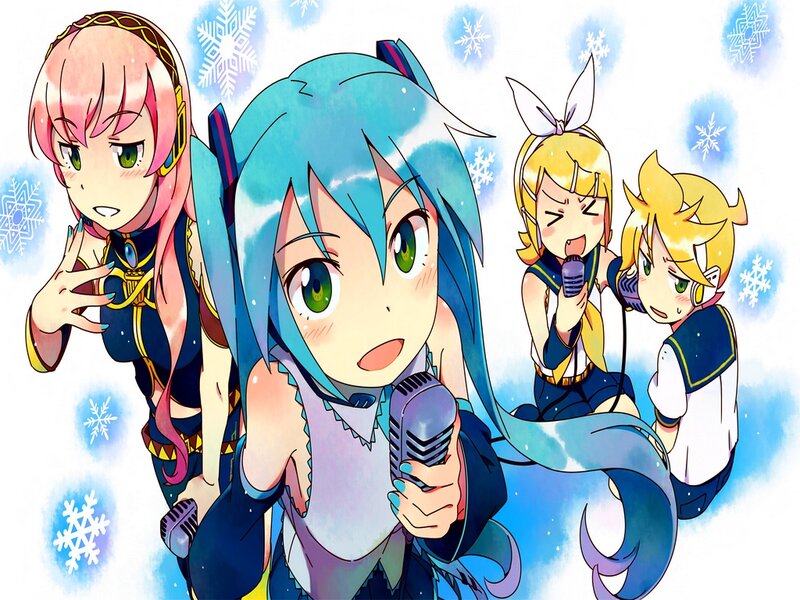 Four Anime Characters Singing