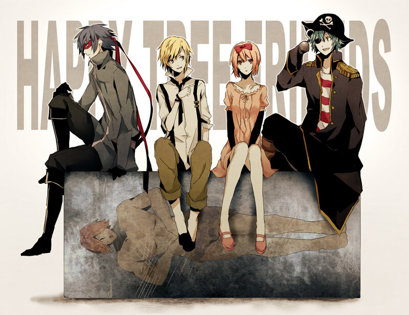 Four Anime Characters Sitting