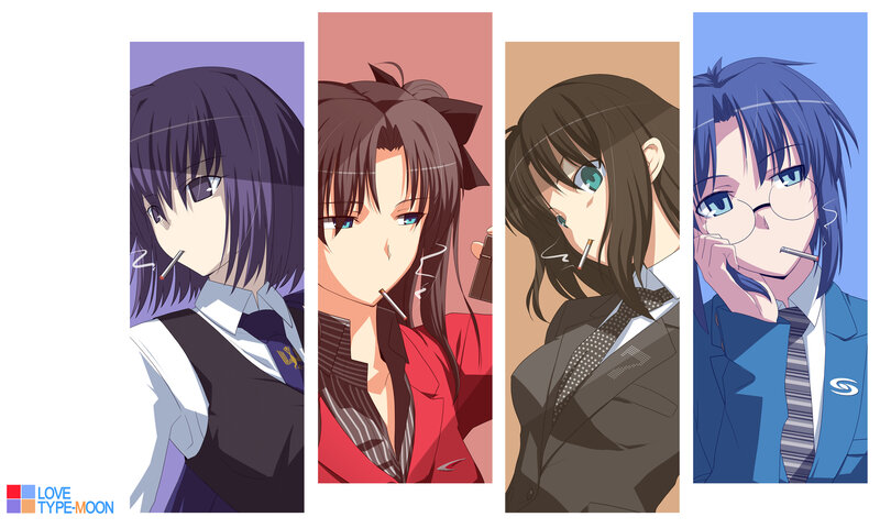 Four Anime Characters Smoking
