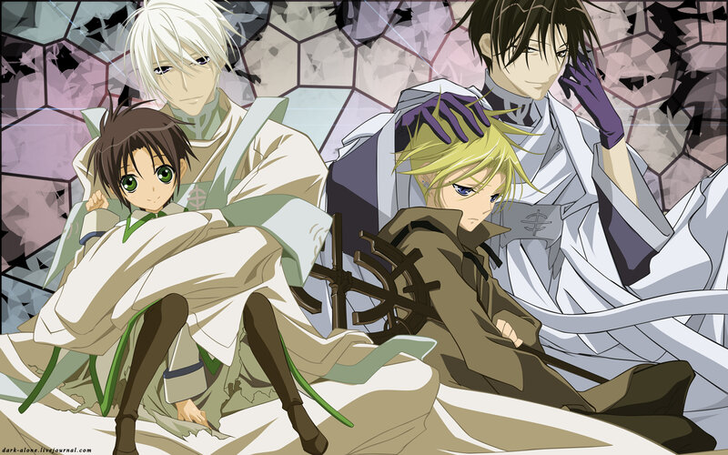 Four Anime Characters — White, Dramatic, Anime Art