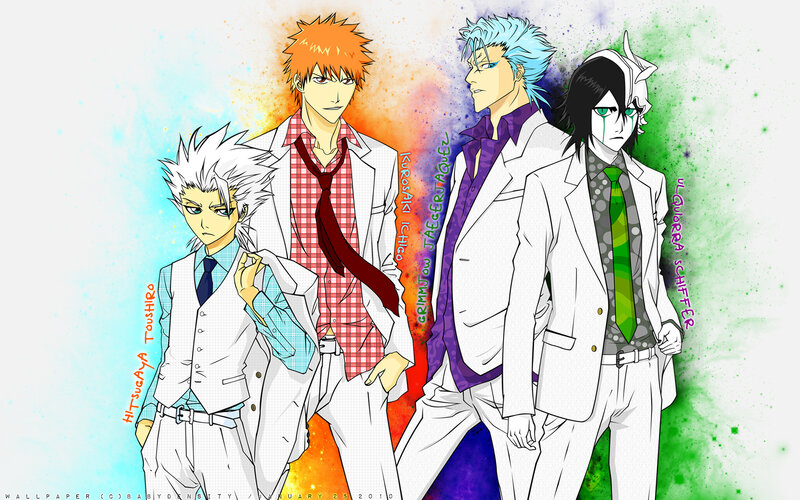 Four Anime Characters — White, Dramatic, Suits
