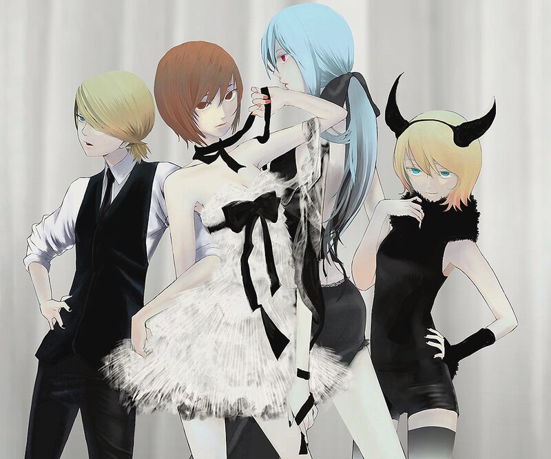 Four Anime Characters — White, Dramatic