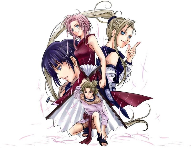 Four Anime Characters — White, Dynamic