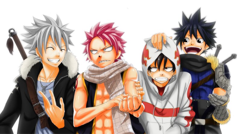 Four Anime Characters — White, Energetic, Sword
