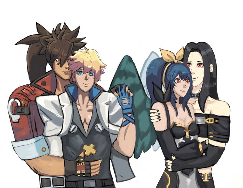Four Anime Characters — White, Neutral, Digital Art