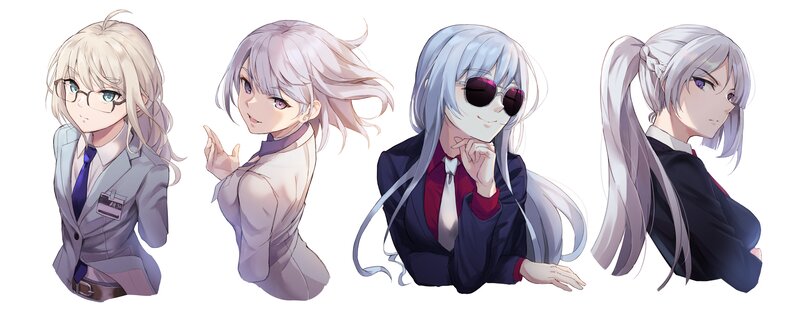 Four Anime Characters — White, Neutral, Sunglasses