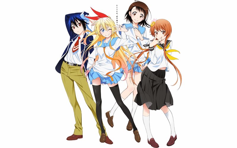 Four Anime Characters — White, Playful, School Uniforms