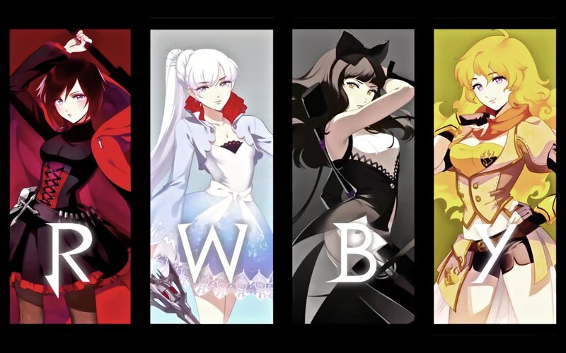 Four anime characters with letters
