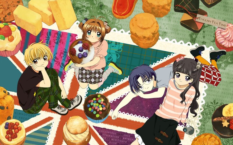 Four Anime Characters with Pastries