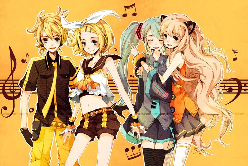Four Anime Characters — Yellow, Cheerful
