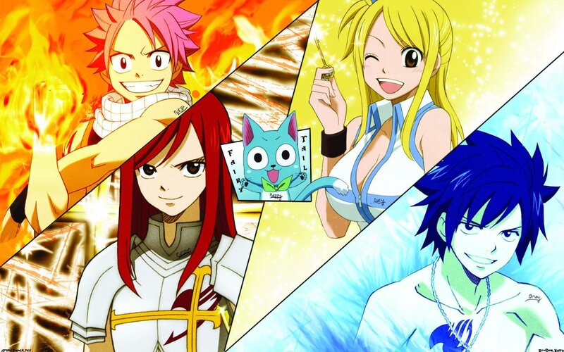 Four Anime Characters — Yellow, Energetic, Cat, Fire