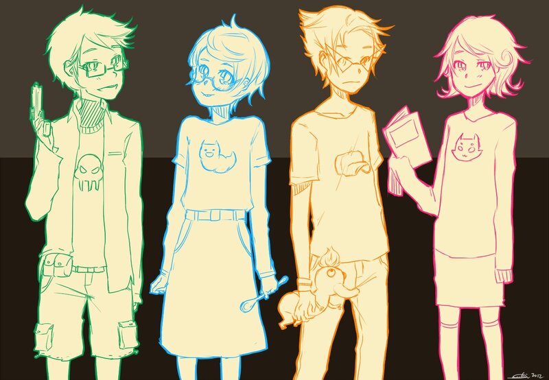 Four Anime Characters — Yellow, Neutral