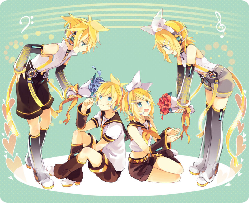 Four Anime Characters — Yellow, Playful, Flowers