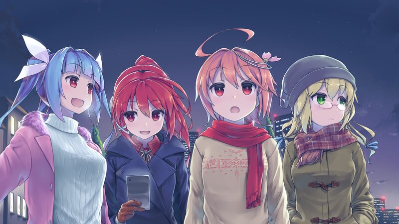 Four Anime Girls at Night — Blue